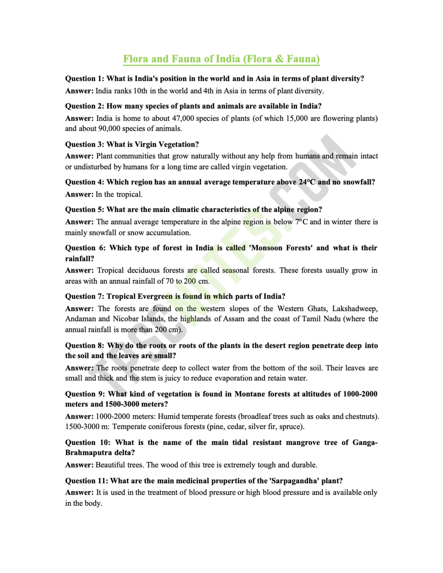 Tripura Forester Forest Guard English study material sample